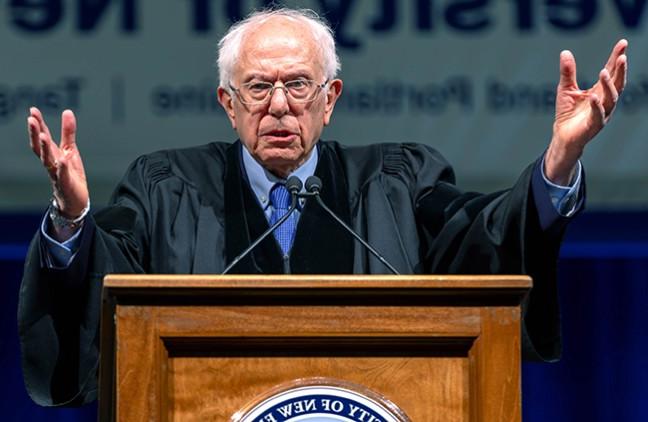 Bernie Sanders addresses the crowd